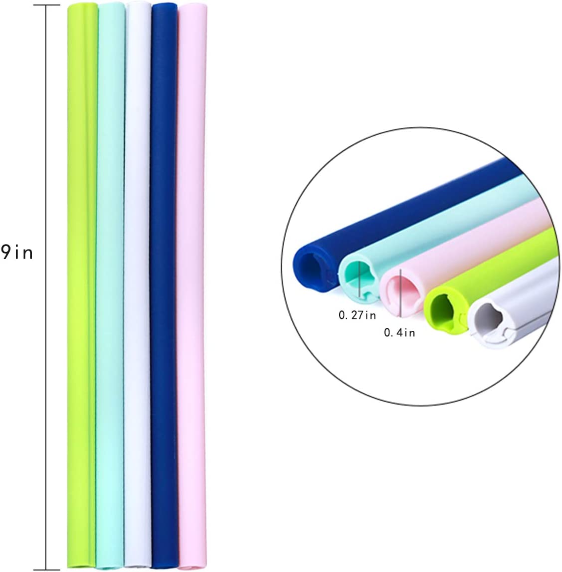 Silicone Straws Reusable Pack of 6