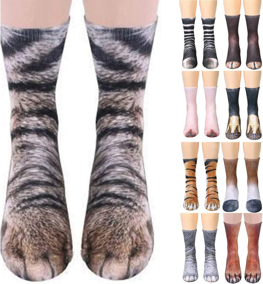 Novelty Animal Paw Crew Socks