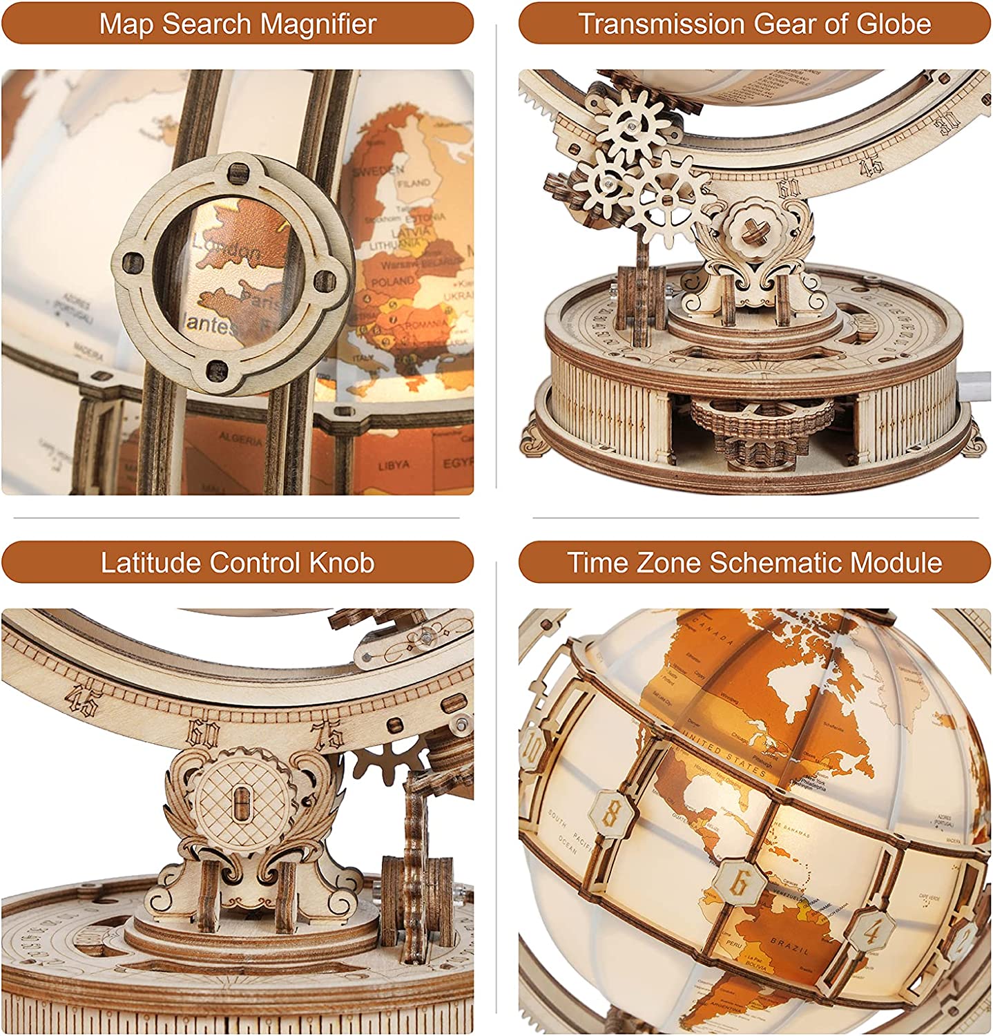 Luminous Globe 3D Wooden Puzzle