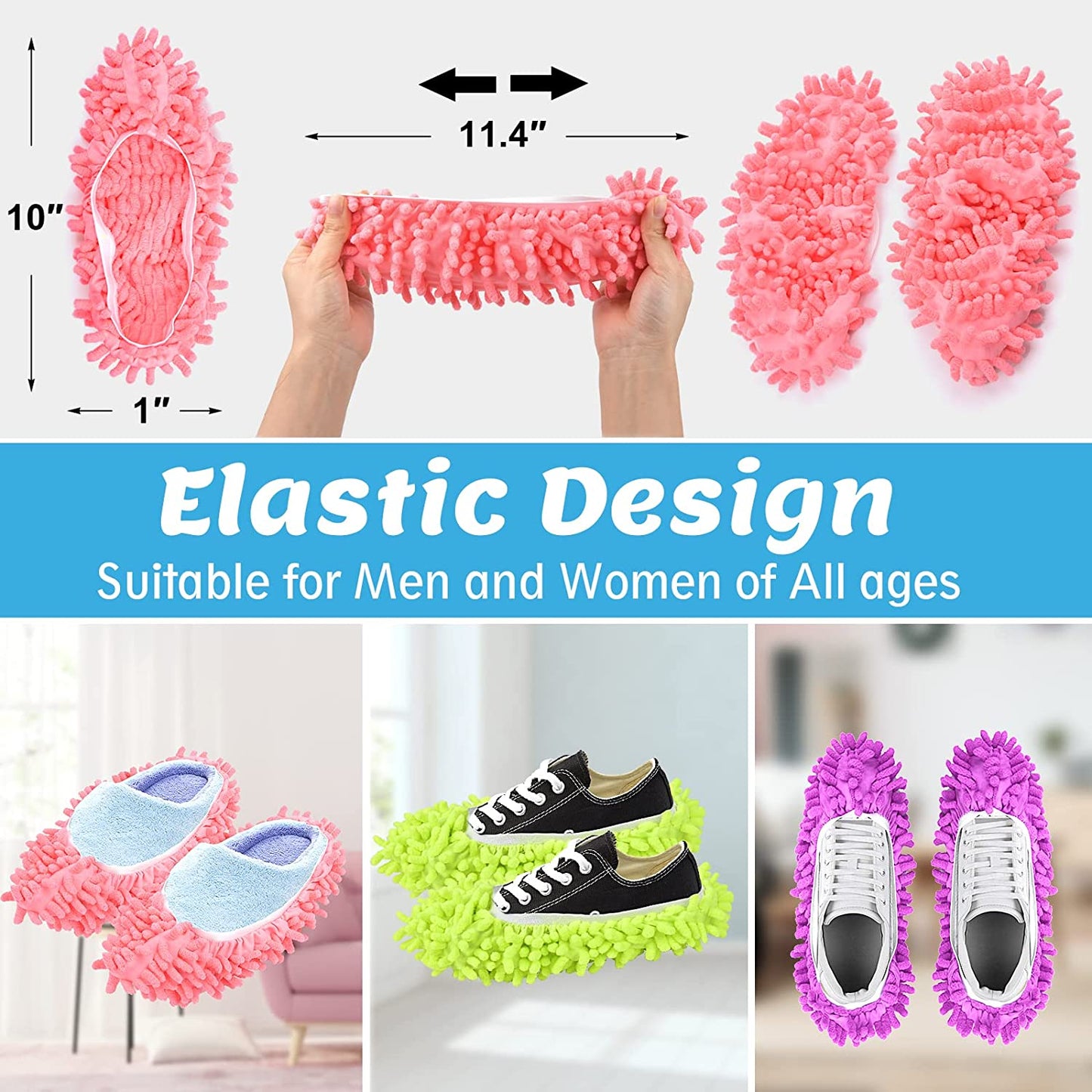 5-Pairs Mop Slippers Shoes for Floor Cleaning